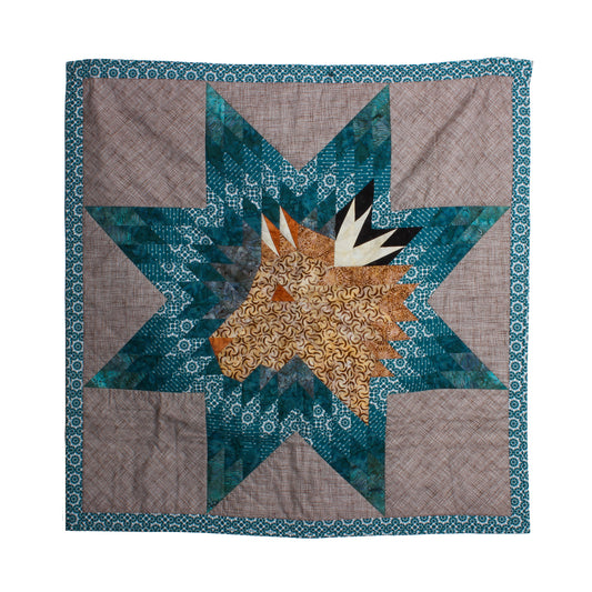 Teal and grey star blanket with pony