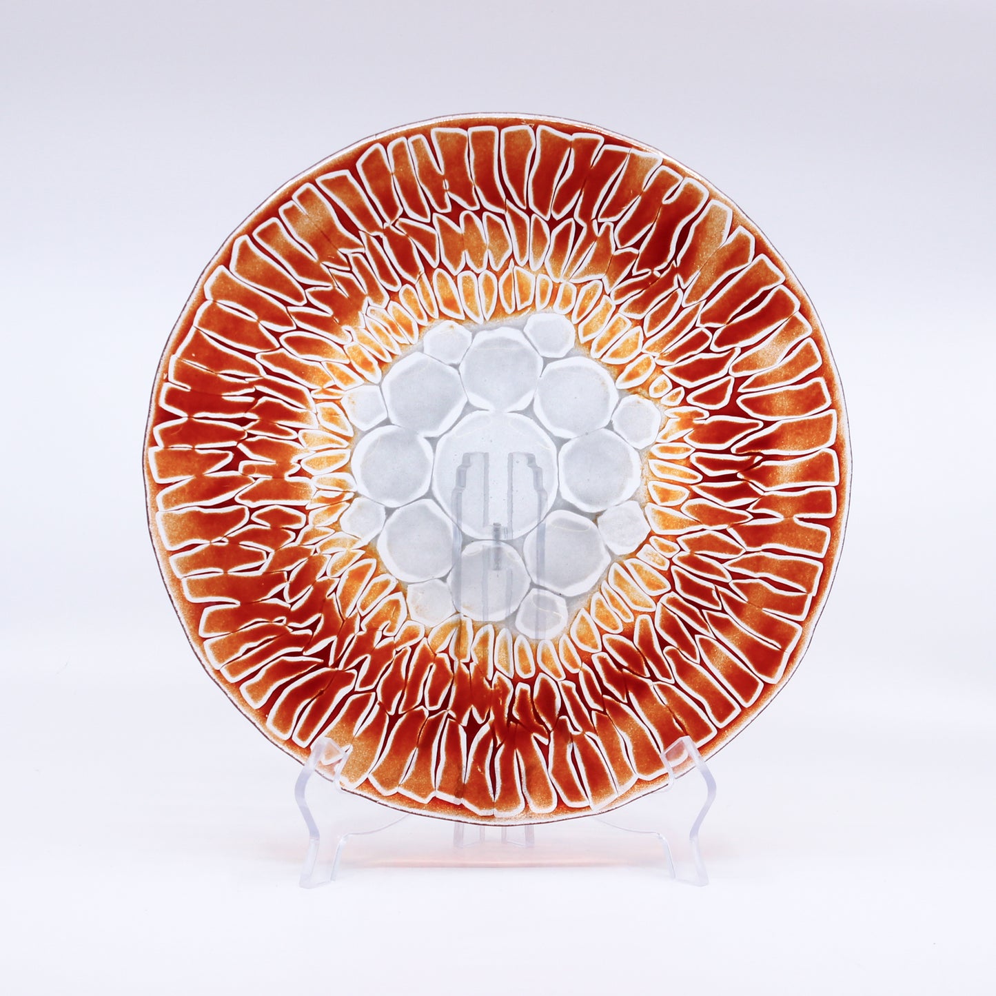 Red and orange glass plate