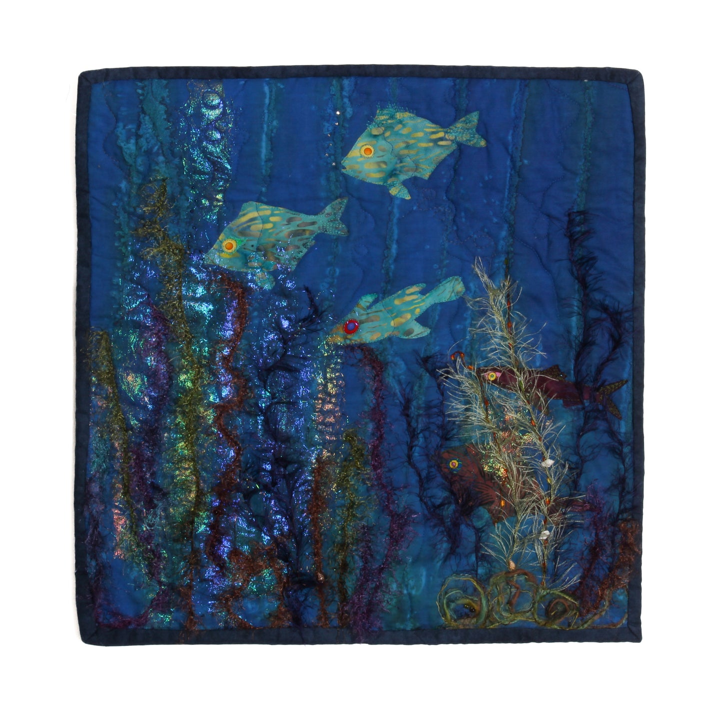 thread paintings of underwater fish