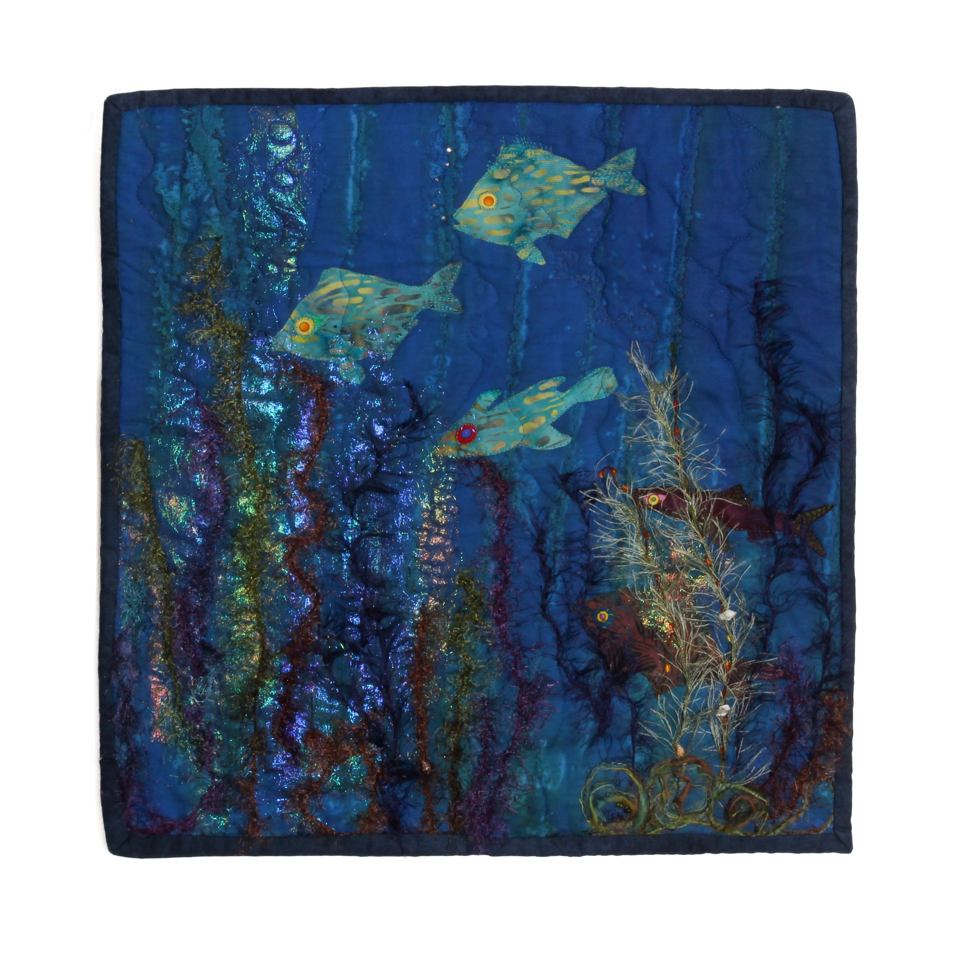 thread paintings of underwater fish