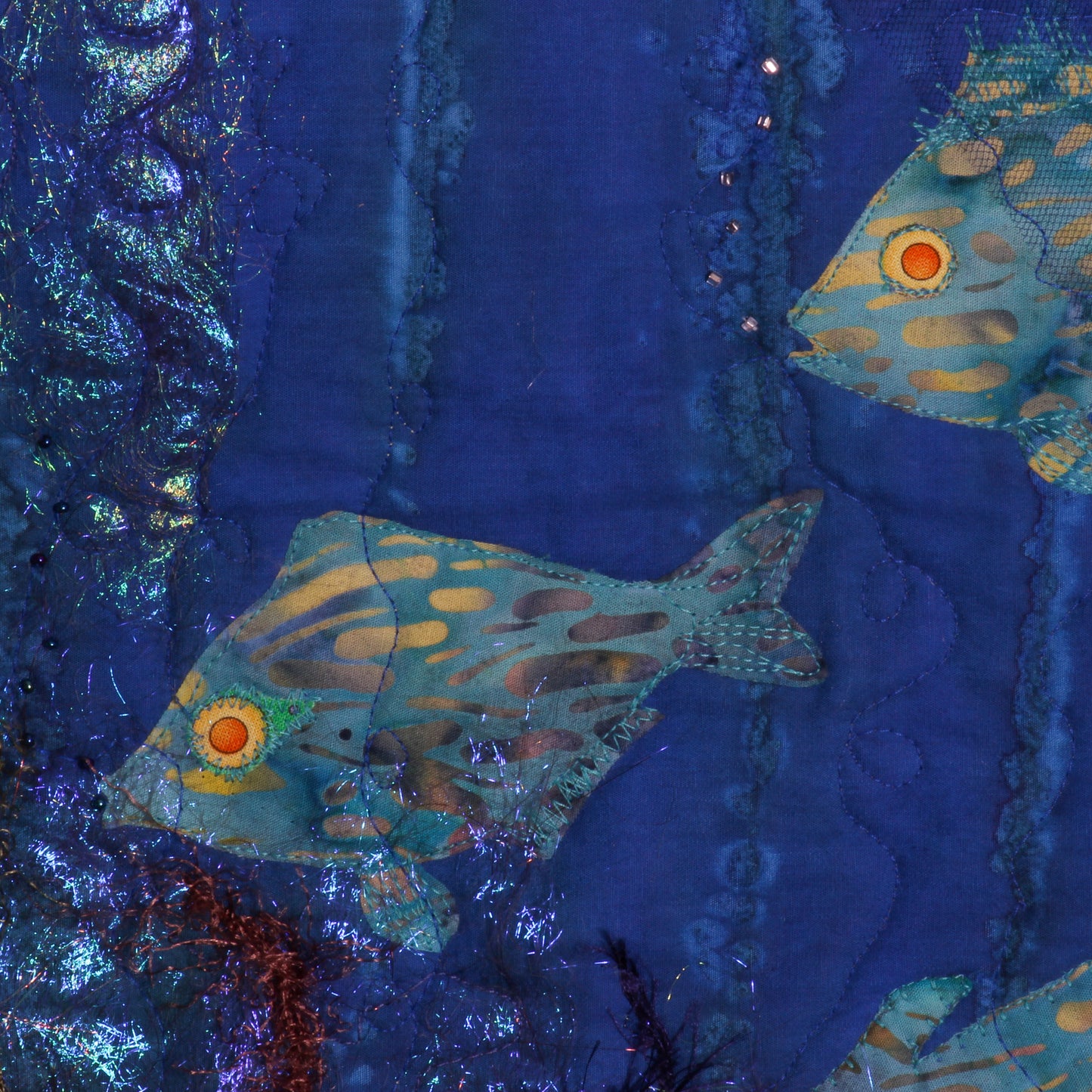 thread paintings of underwater fish