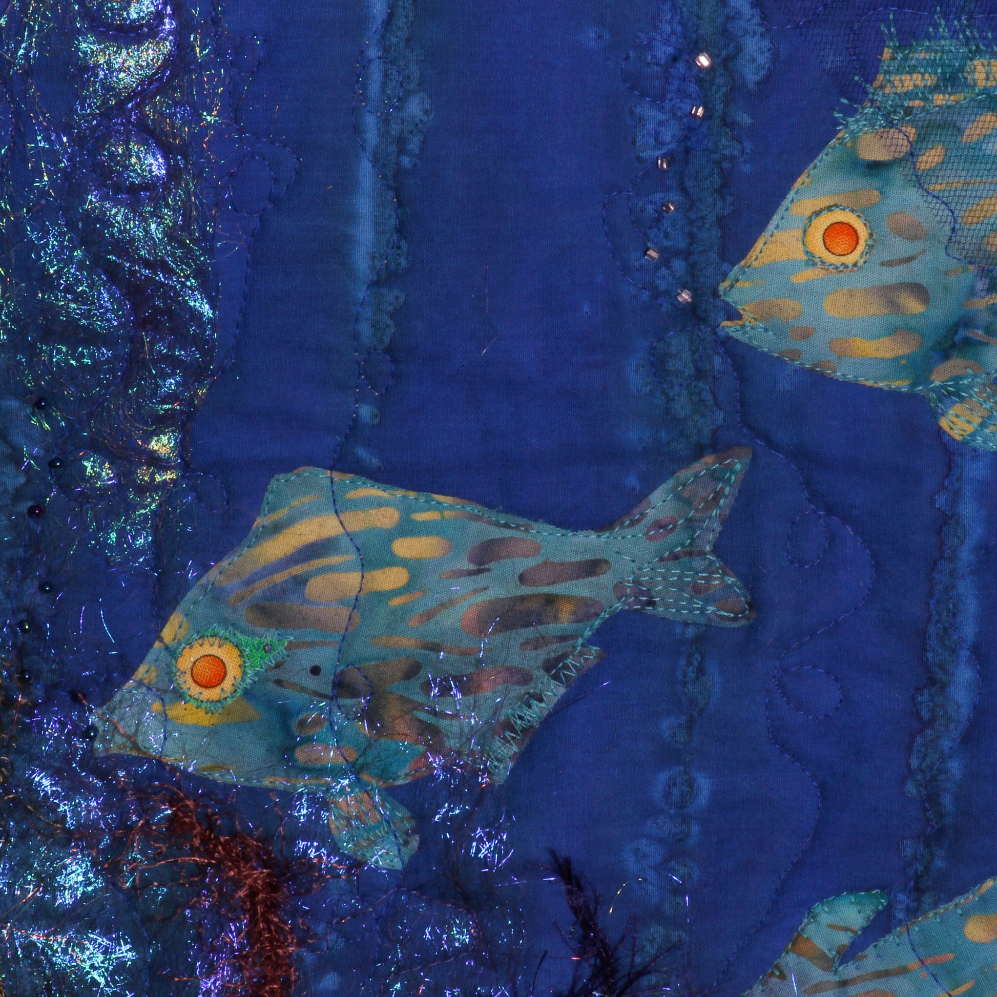 thread paintings of underwater fish