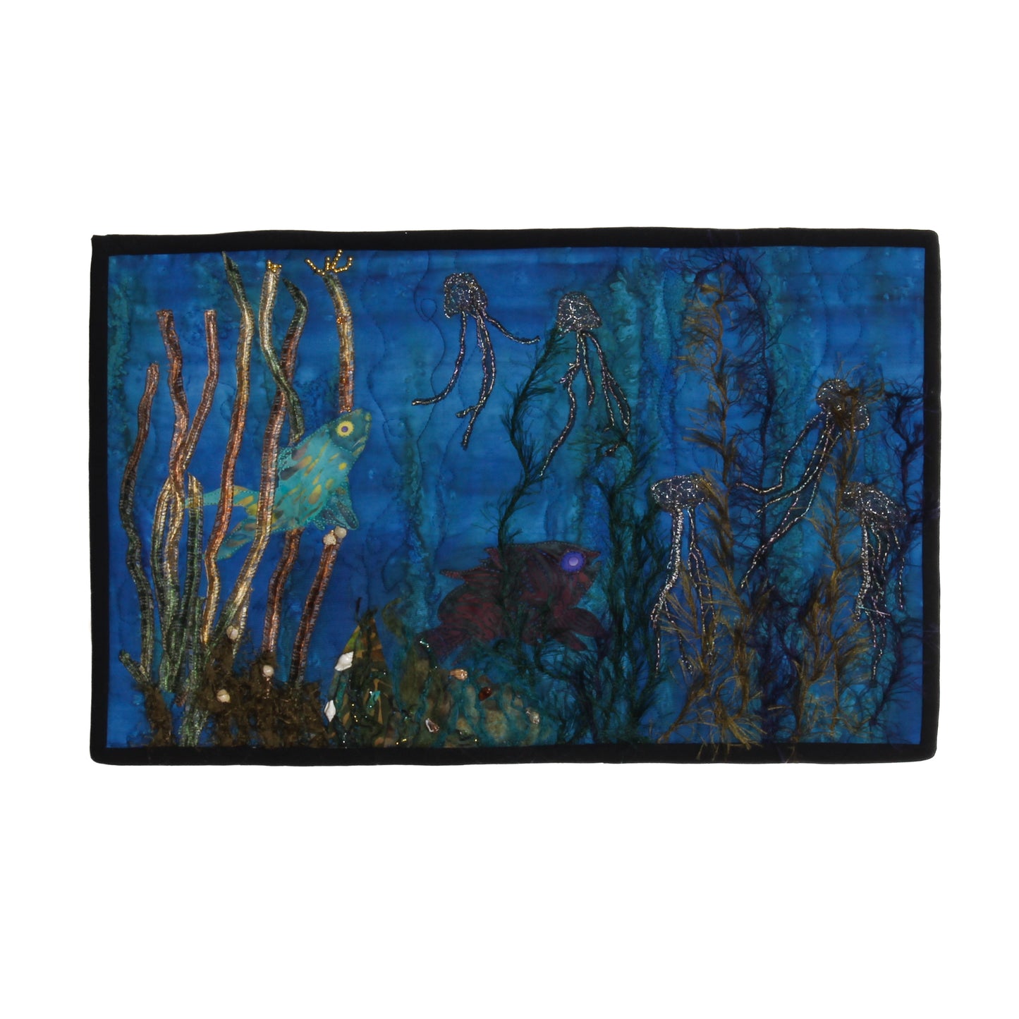 thread paintings of underwater fish