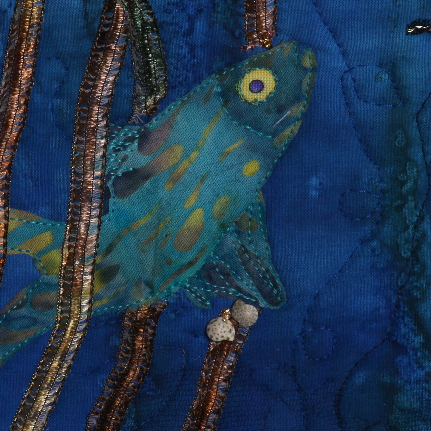 thread paintings of underwater fish