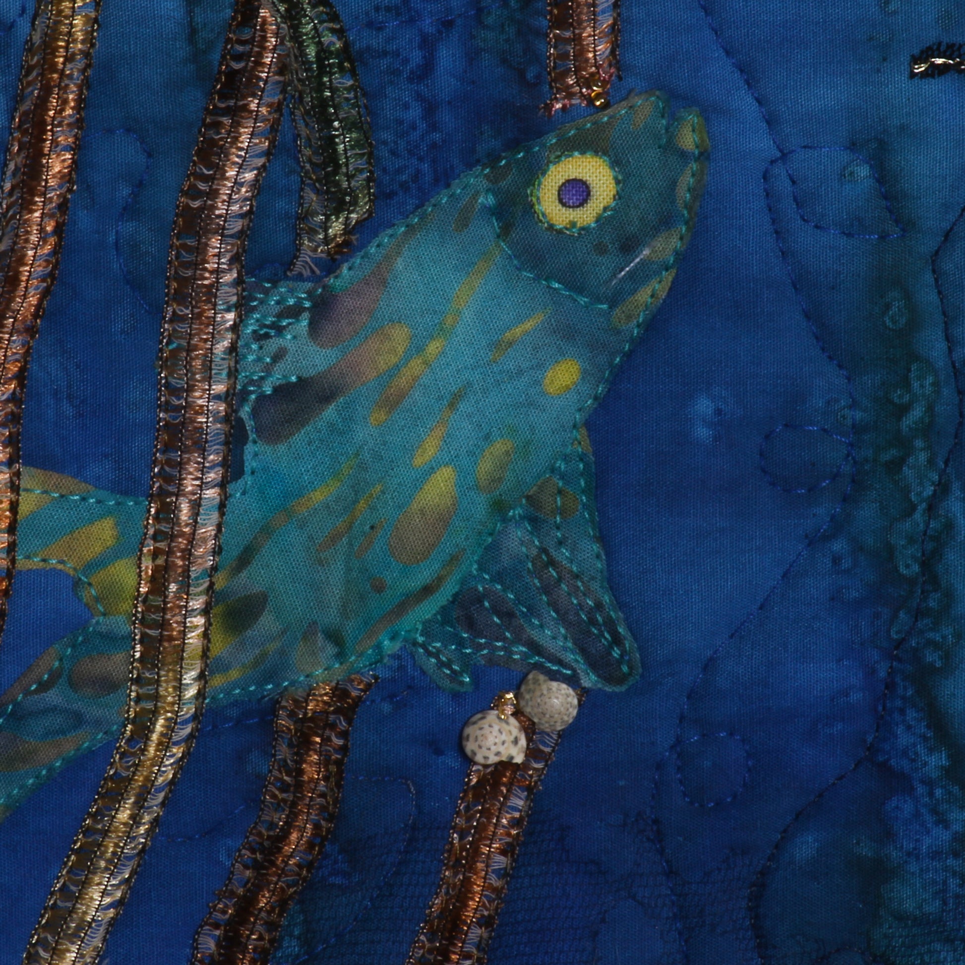 thread paintings of underwater fish