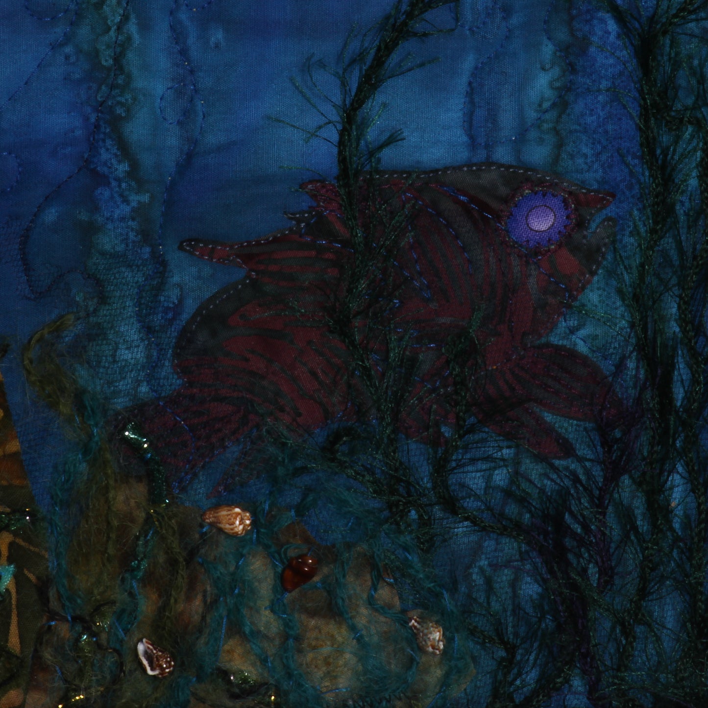 thread paintings of underwater fish