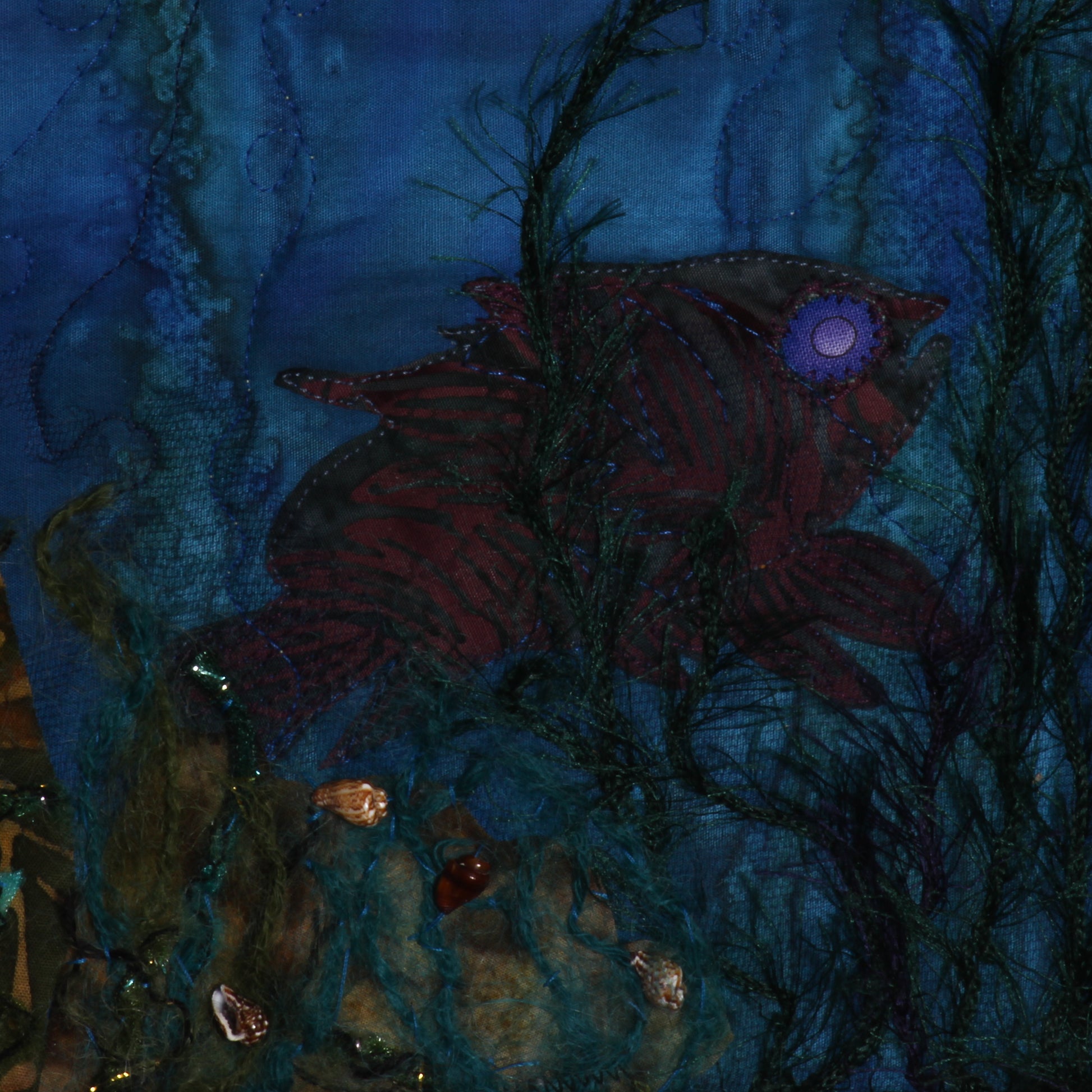 thread paintings of underwater fish