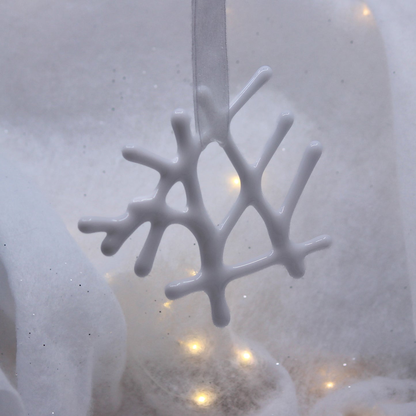 Abstract snowflake glass ornament