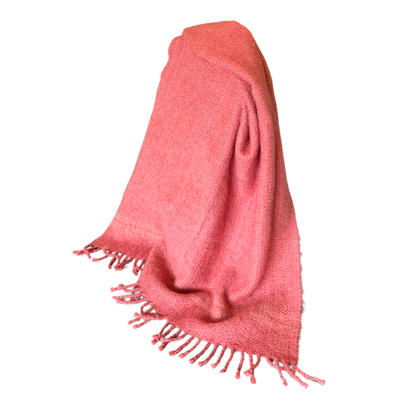 pink handwoven blanket