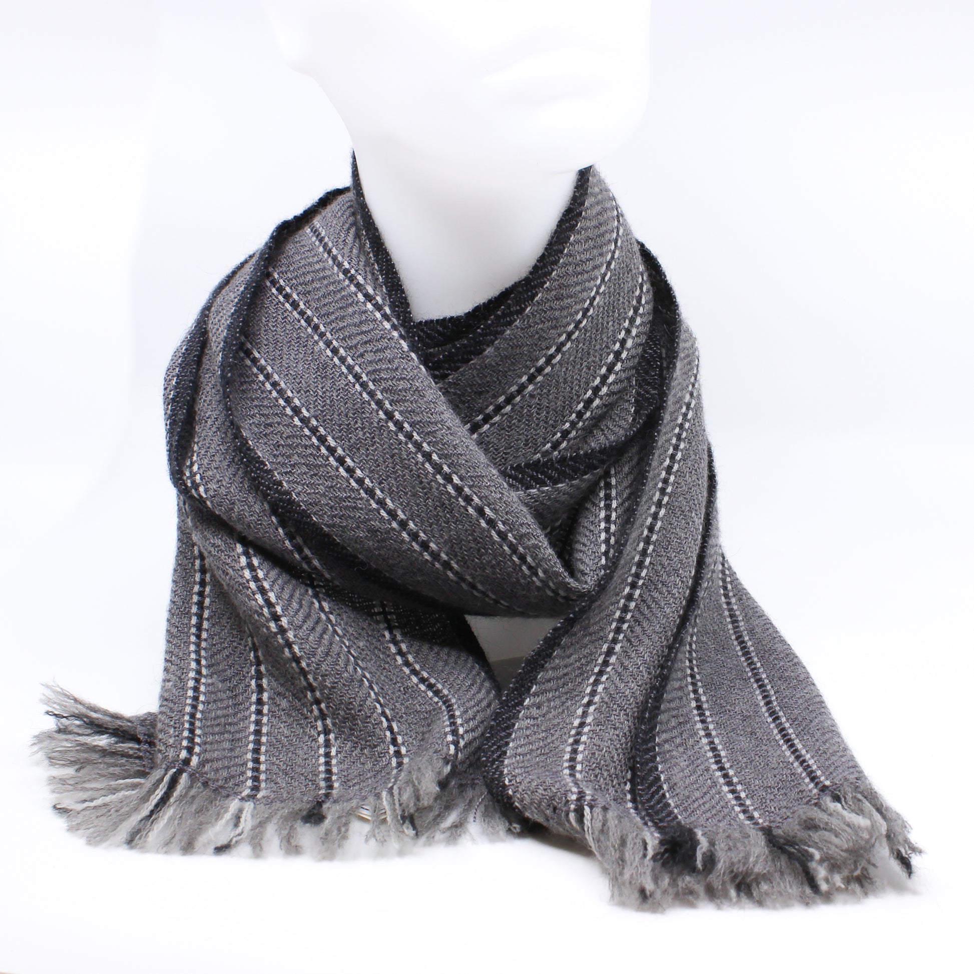 Grey, black and white scarf
