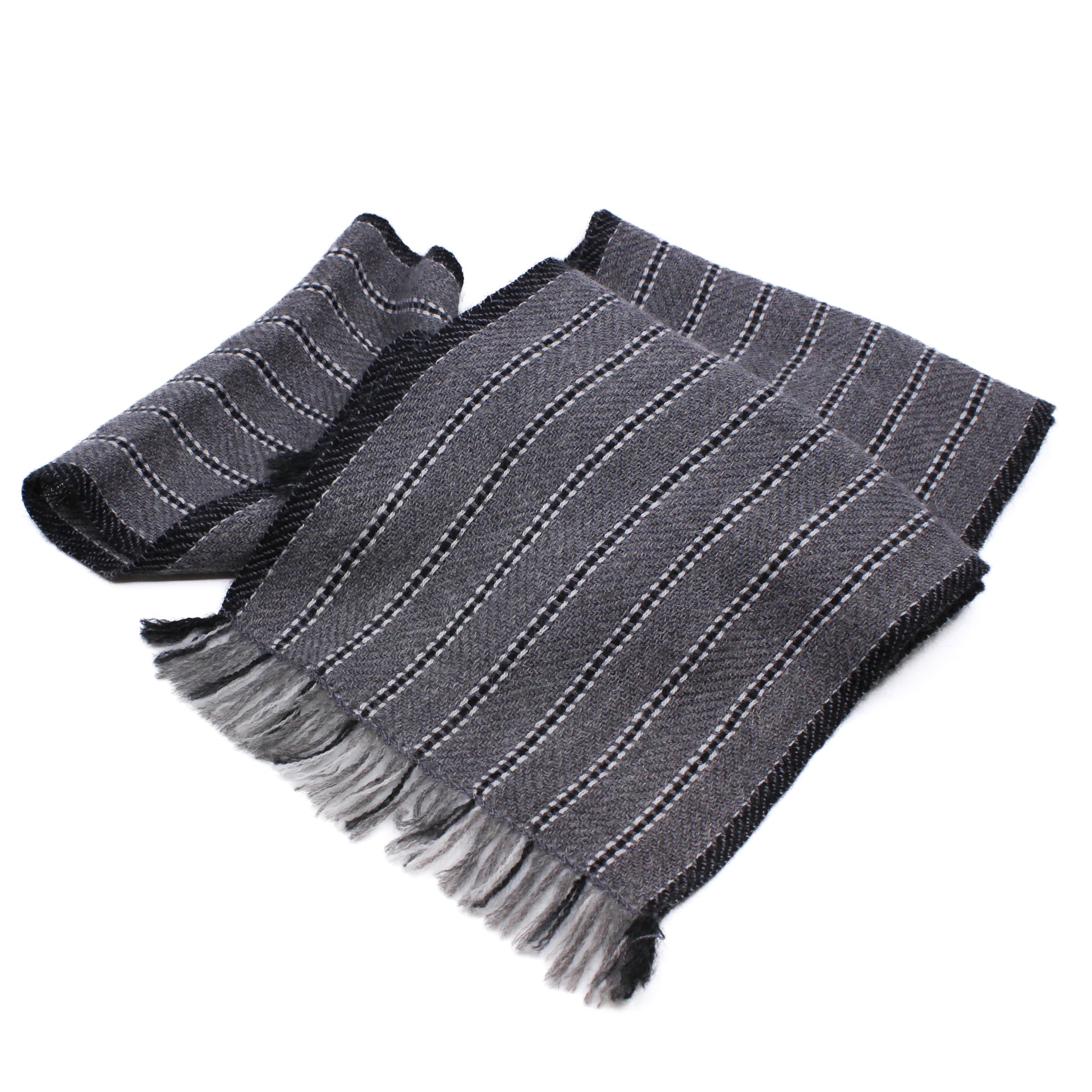 Grey, black and white scarf
