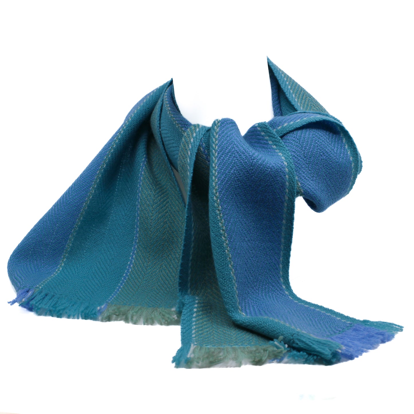 Blue and teal and green scarf