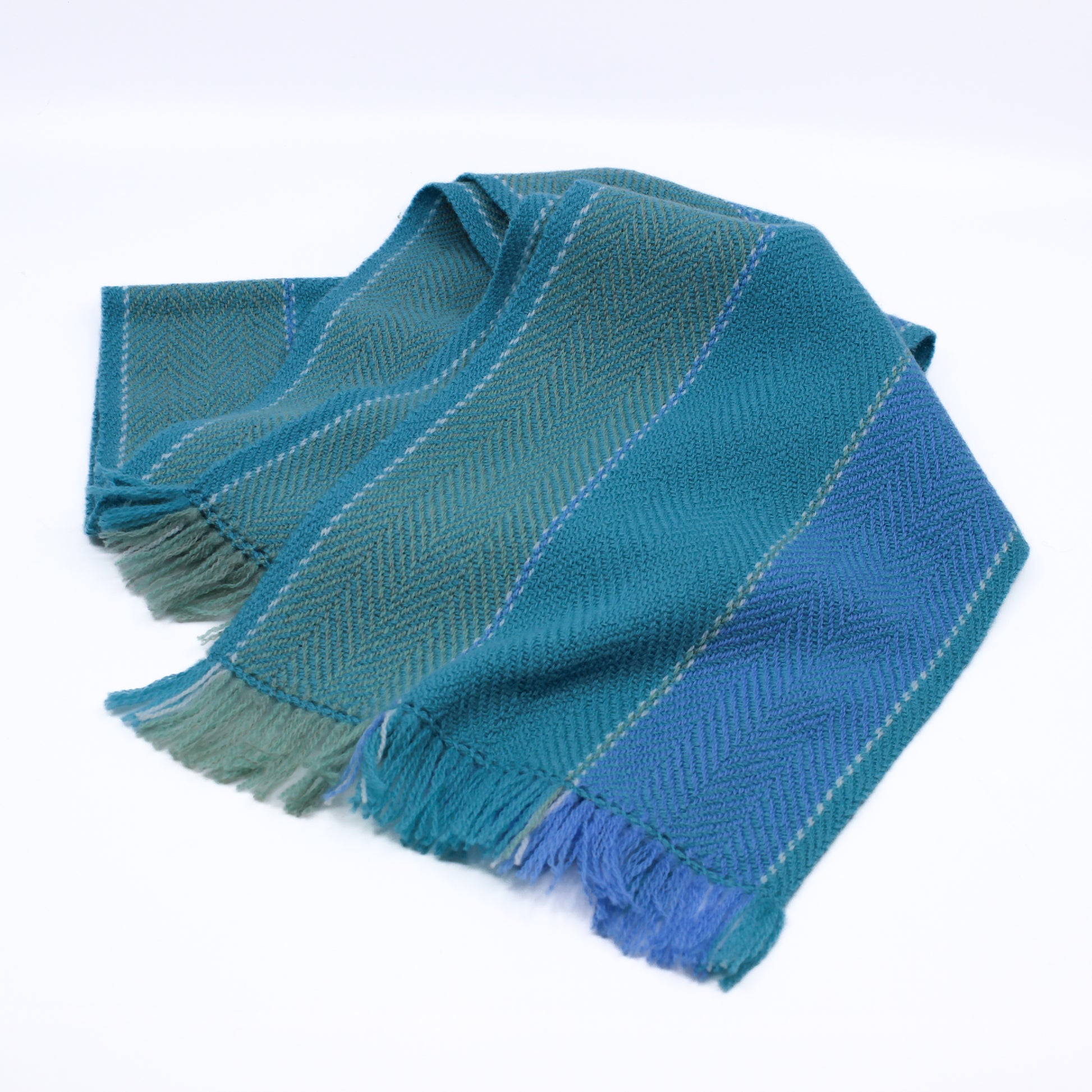 Blue and teal and green scarf