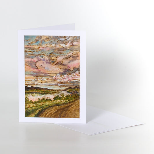Pink Sky Over the North Sask - Art Card