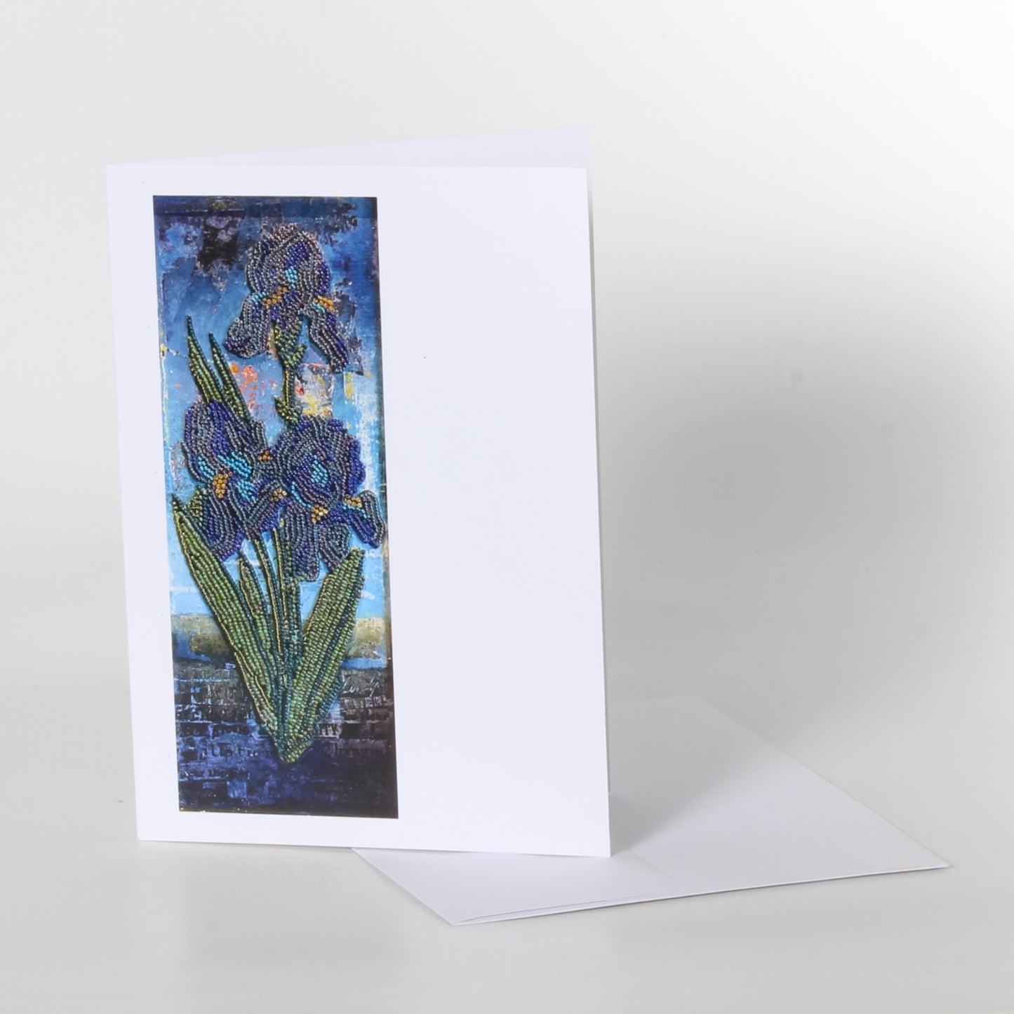greeting card of beaded iris