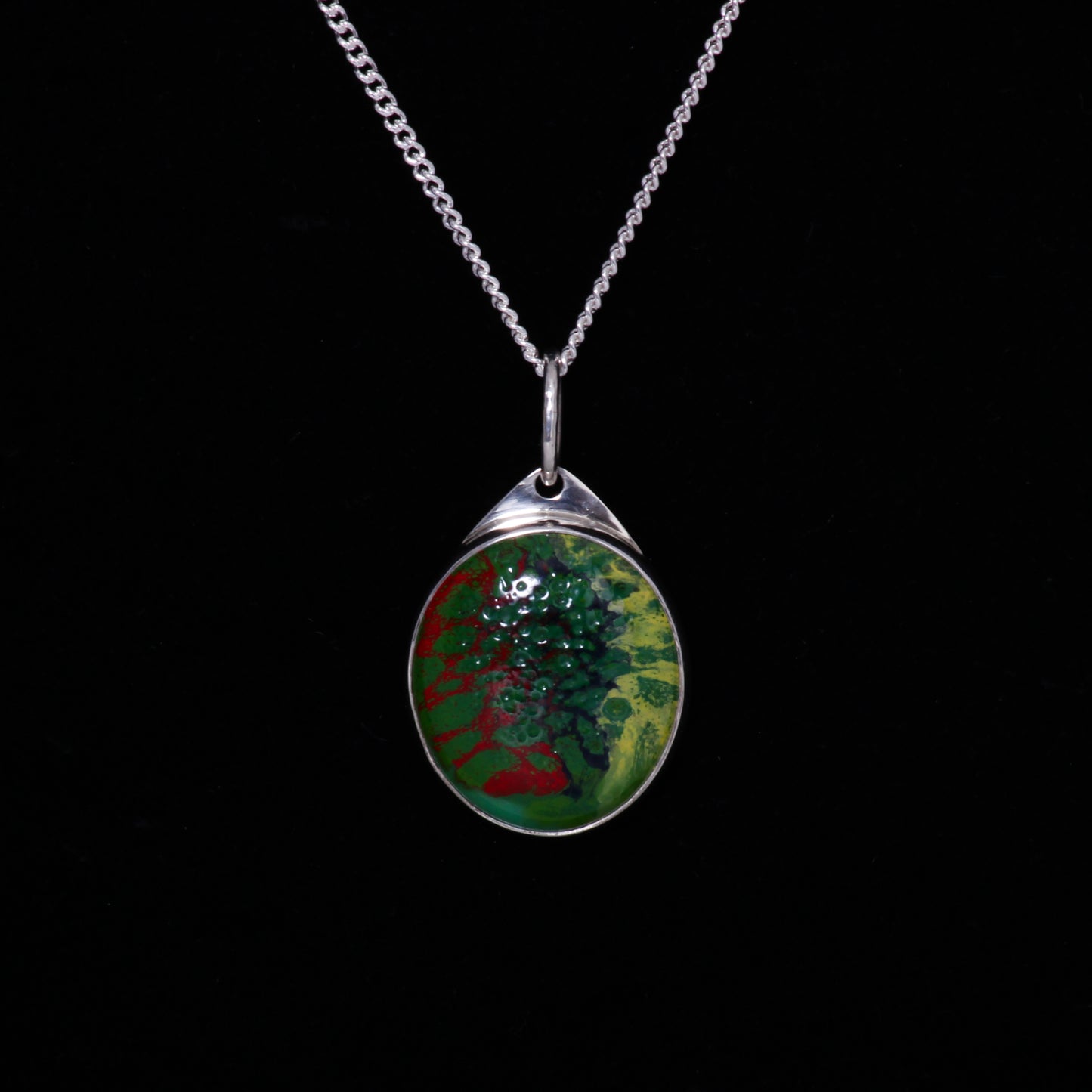 Red green blue and yellow glass pendant