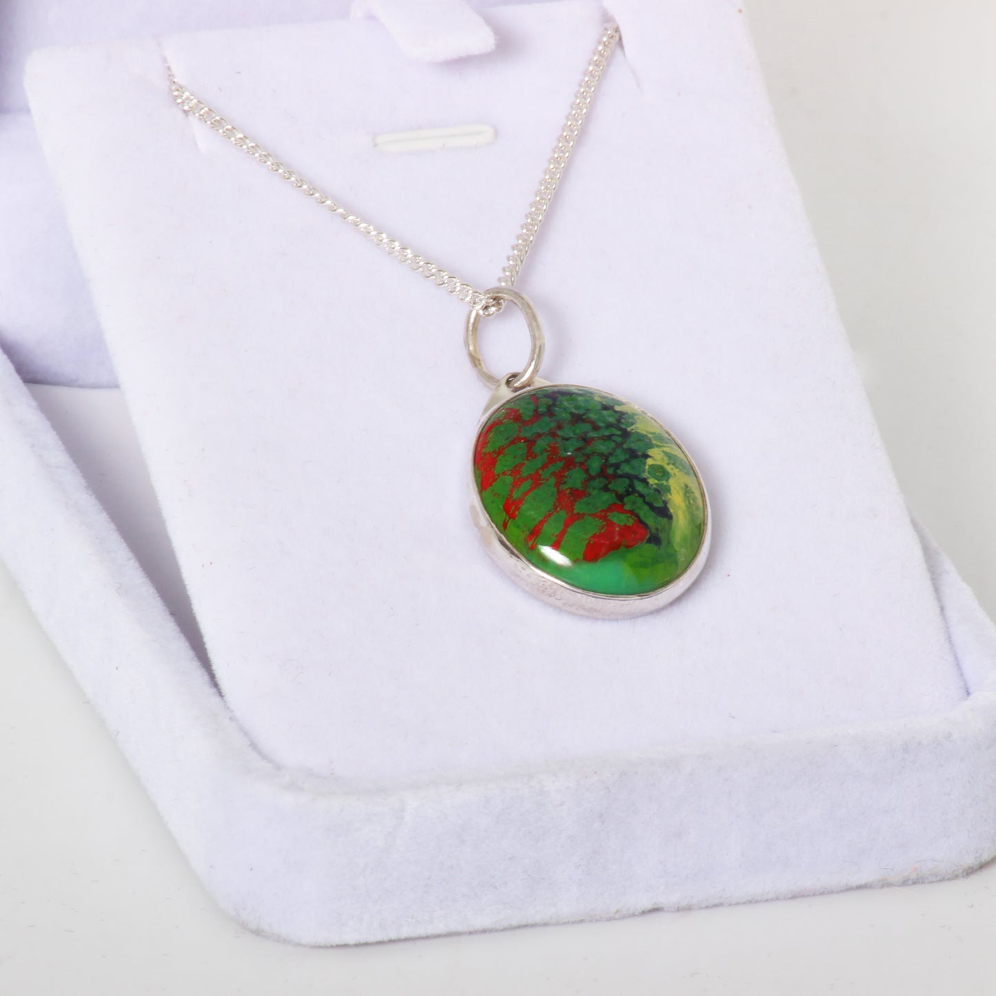 Red green blue and yellow glass pendant