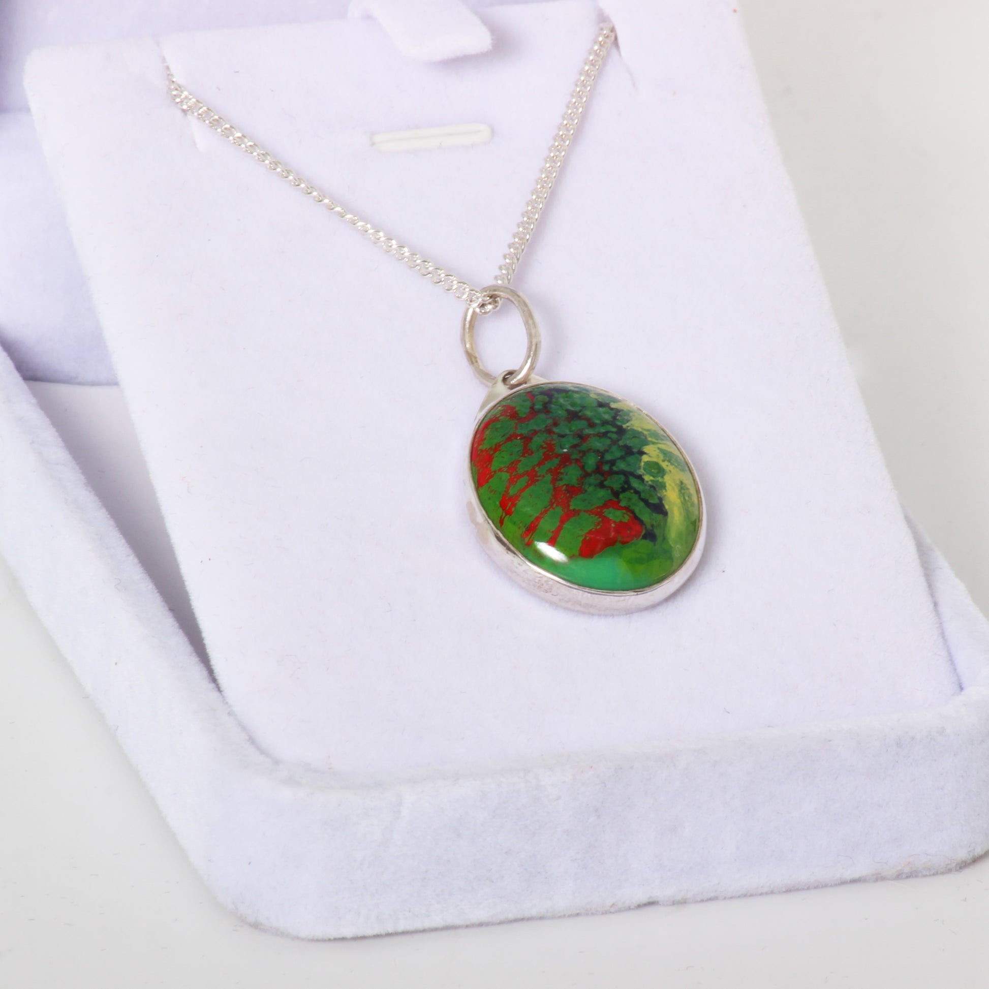 Red green blue and yellow glass pendant