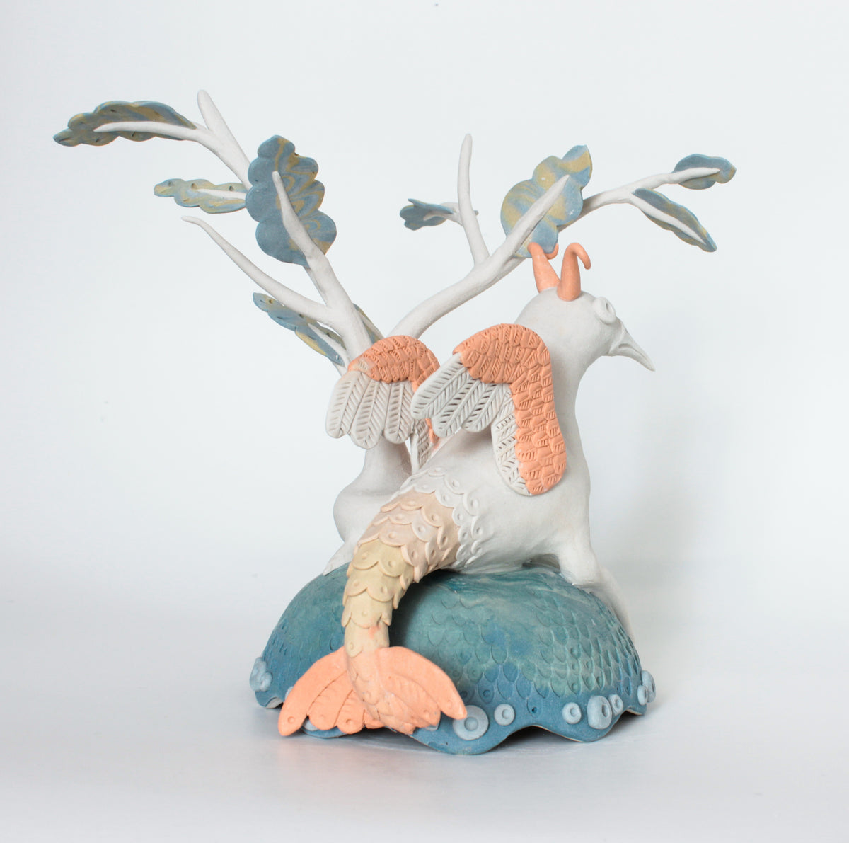 Watcher Falcu Enjoys A Rest - Porcelain sculpture