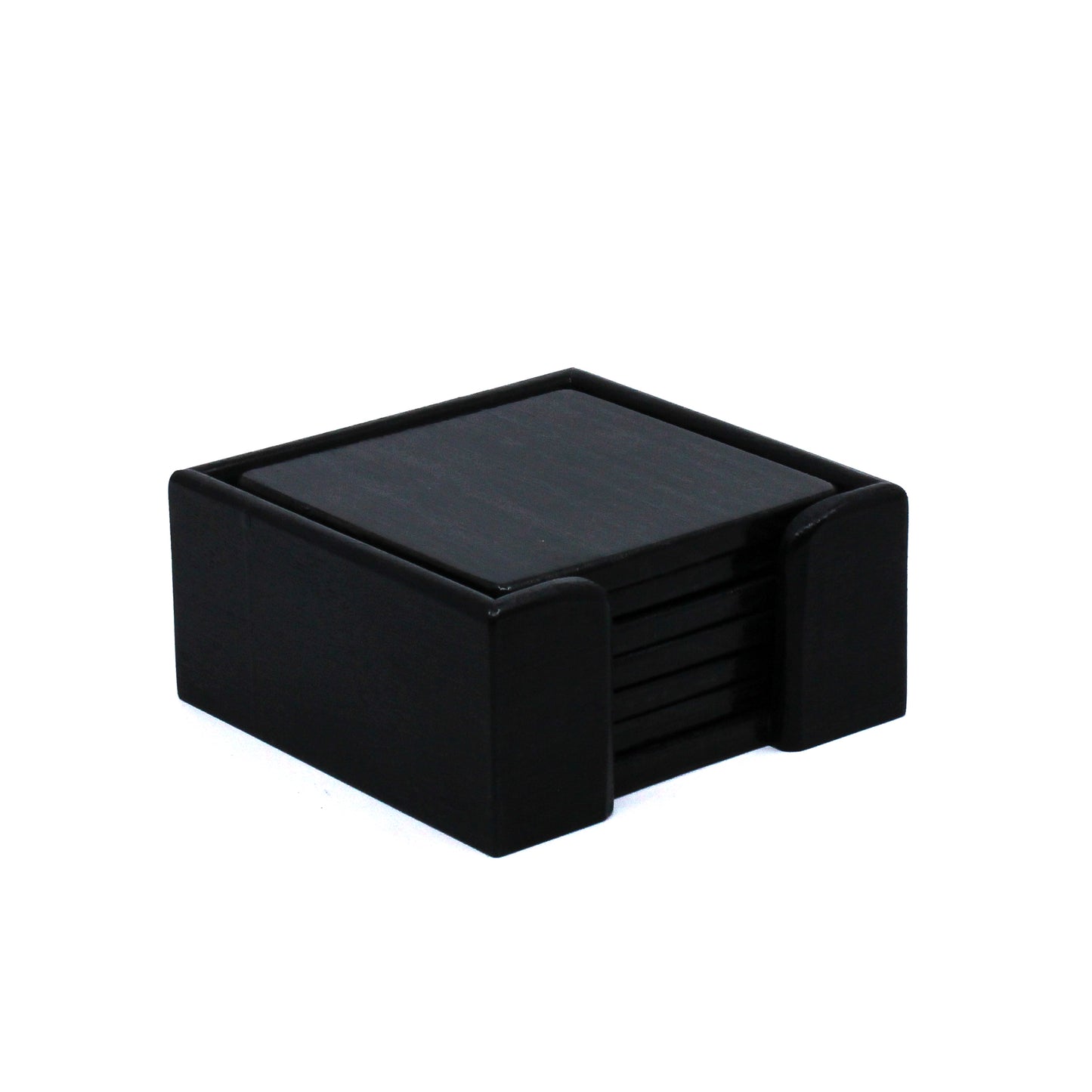 Black coaster set in holder