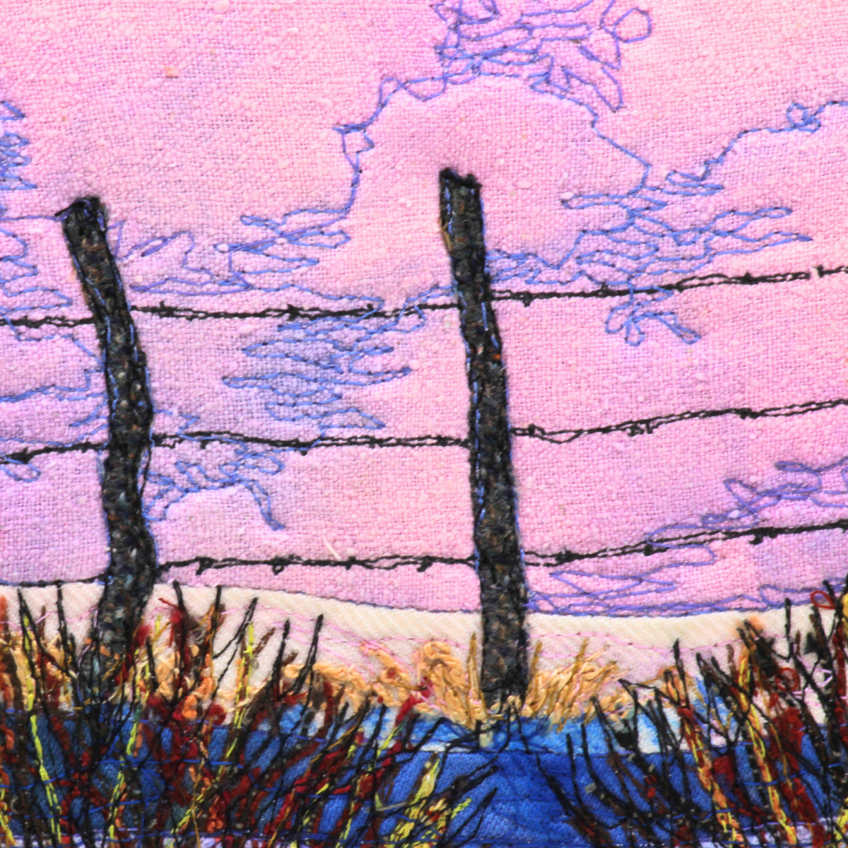 Winter Posts V- Framed Thread Painting