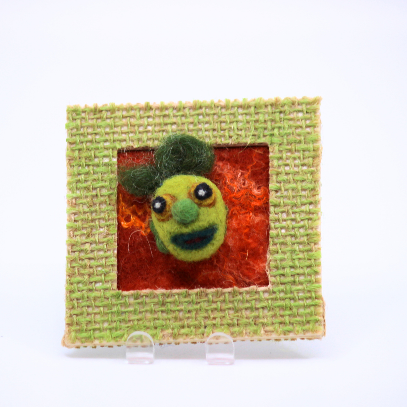 Green Face Mini Burlap Frame