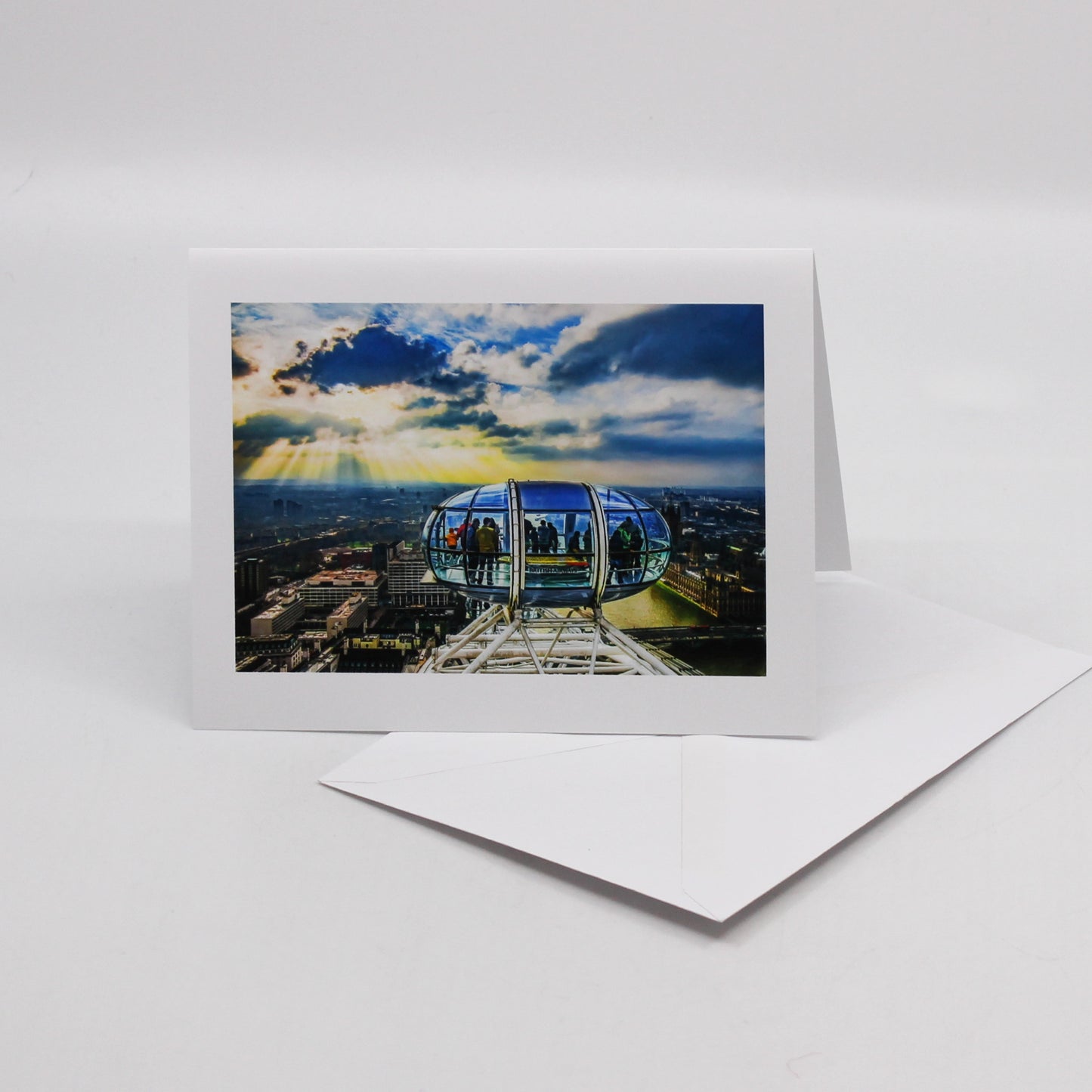 Photo card of a London Eye pod and the sky