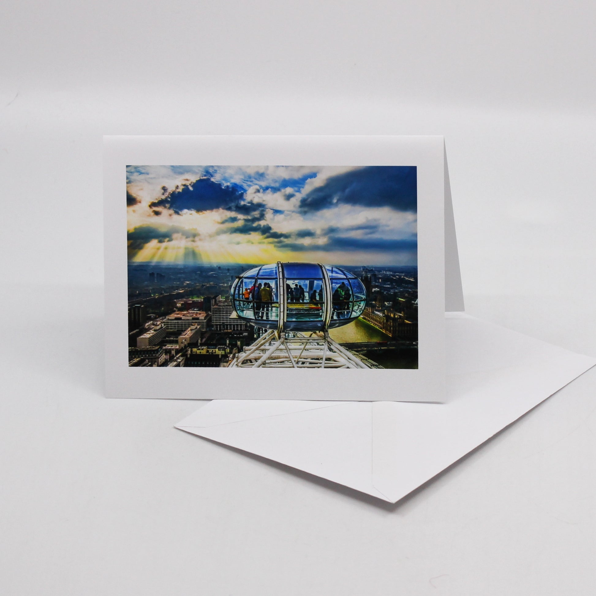 Photo card of a London Eye pod and the sky