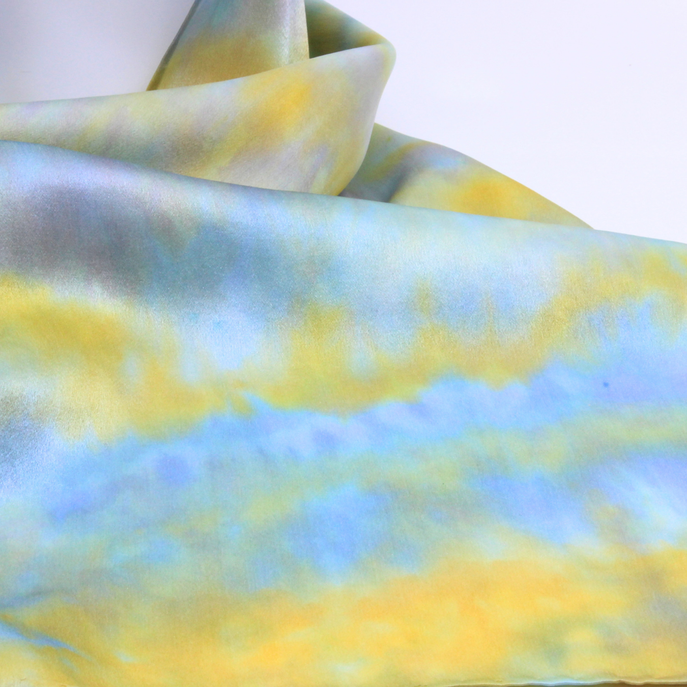 Ochre and Blues Silk Twill Scarf