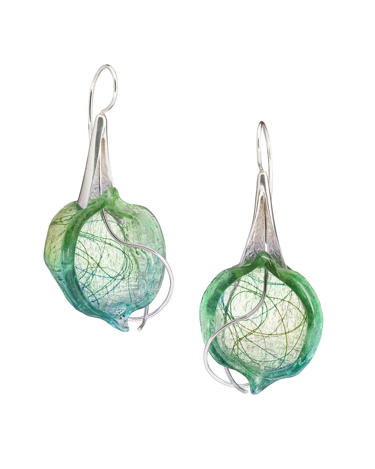 Resin earrings: green
