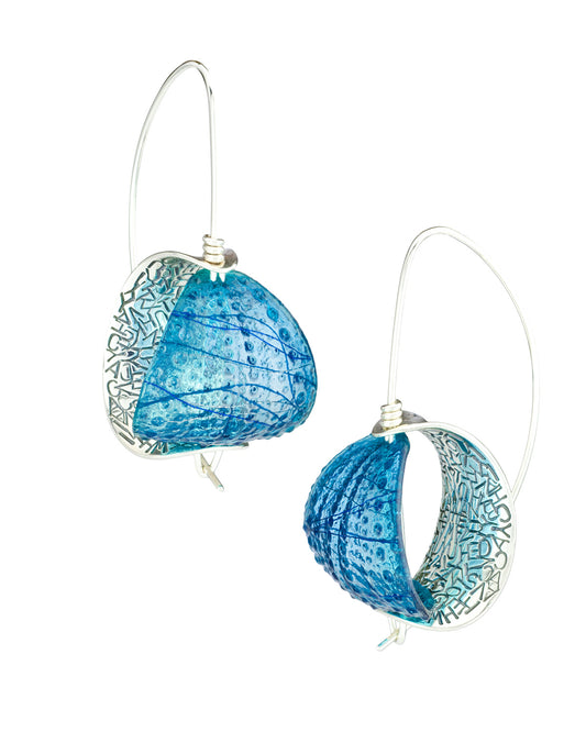 resin and silver earrings: blue