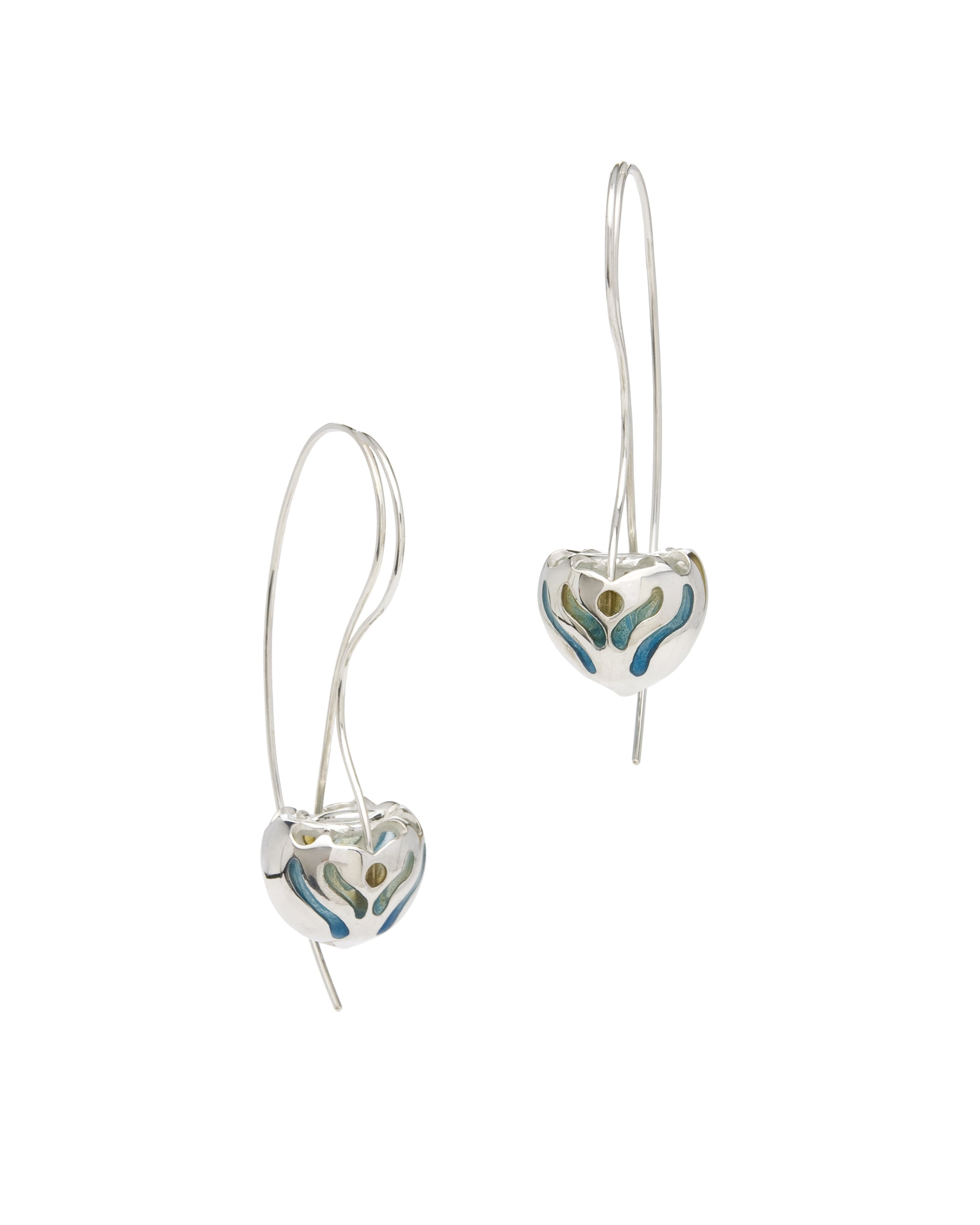 Silver and resin earrings: green