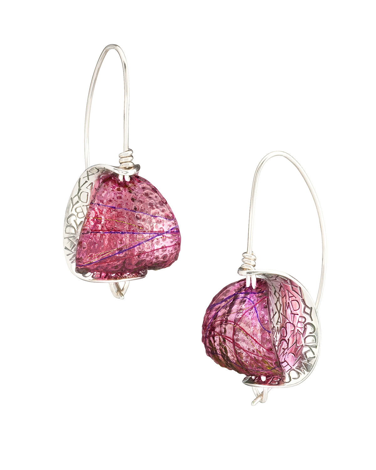 resin and silver earrings: red