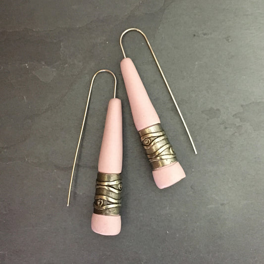 Pink earrings with gold accent