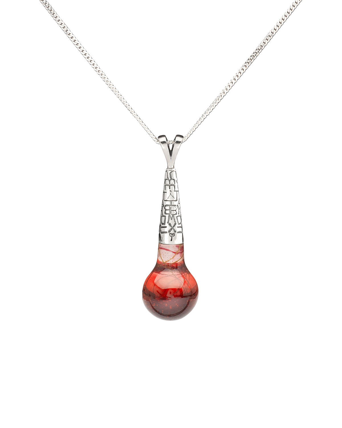 resin and silver necklace: red