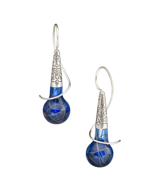 resin and silver earrings: blue