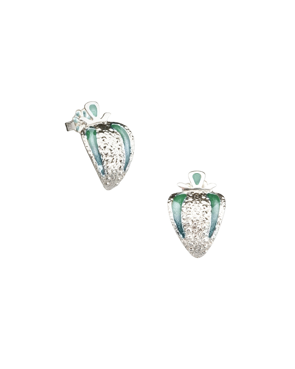 silver earrings with resin: green