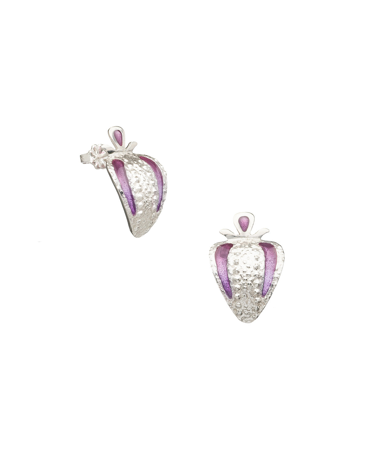 silver earrings with resin:  pink