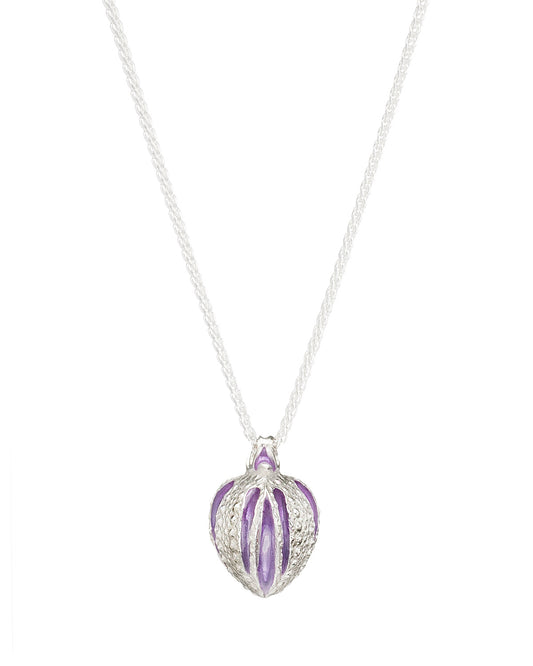 Silver and resin necklace: purple