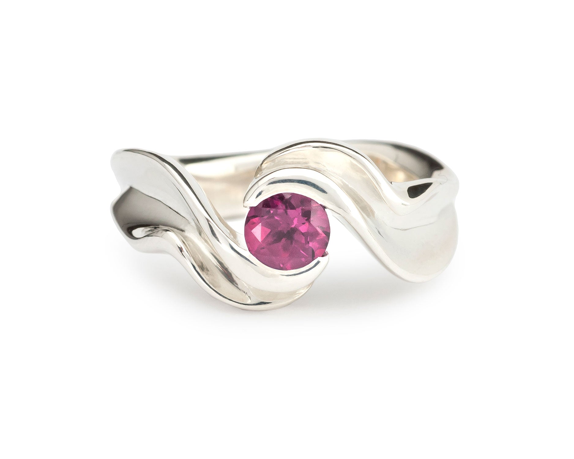 silver and rhodolite ring