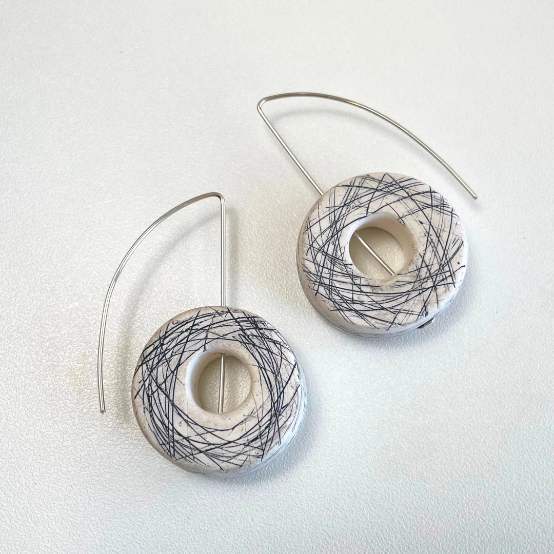 White polymer clay earrings