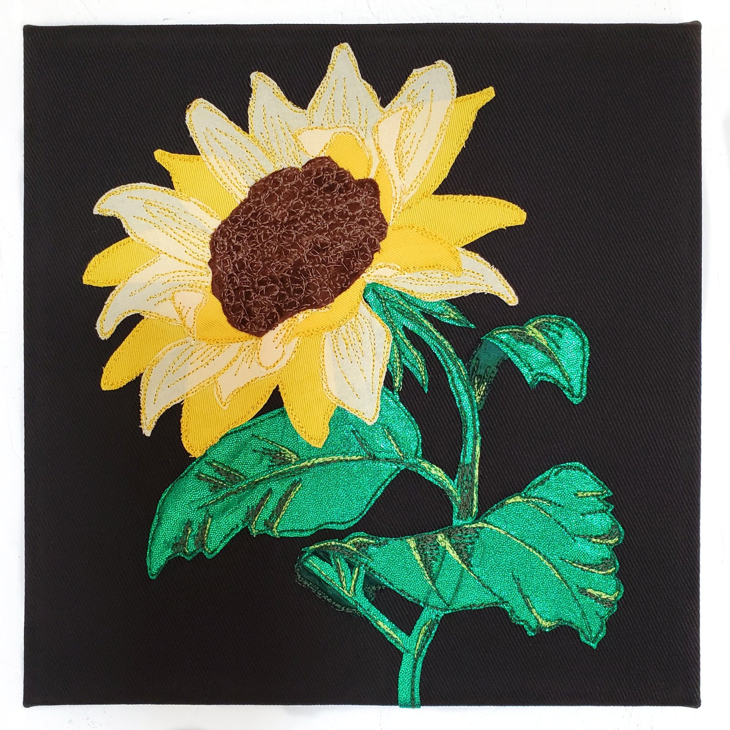 Sunflower fabric collage