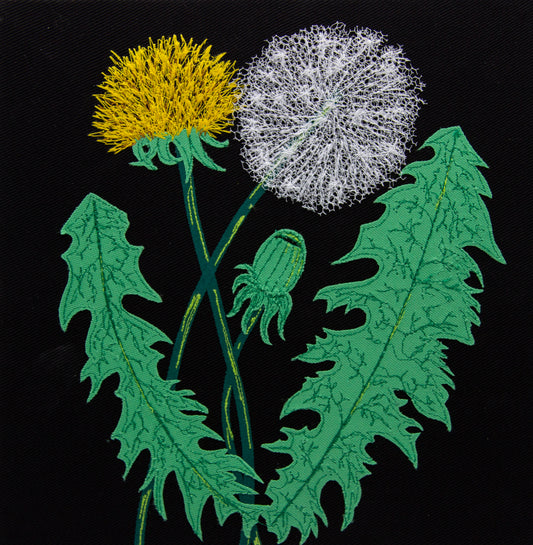 Dandelion fabric collage