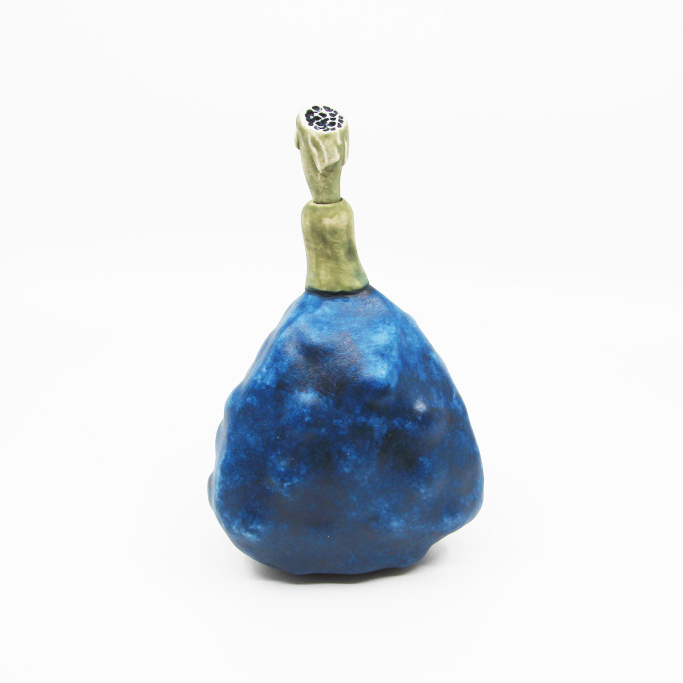 Stout blue perfume bottle with stopper