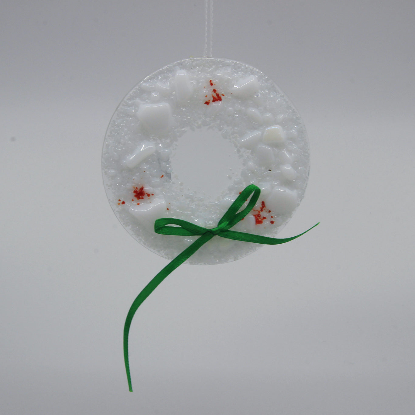white glass wreath ornament