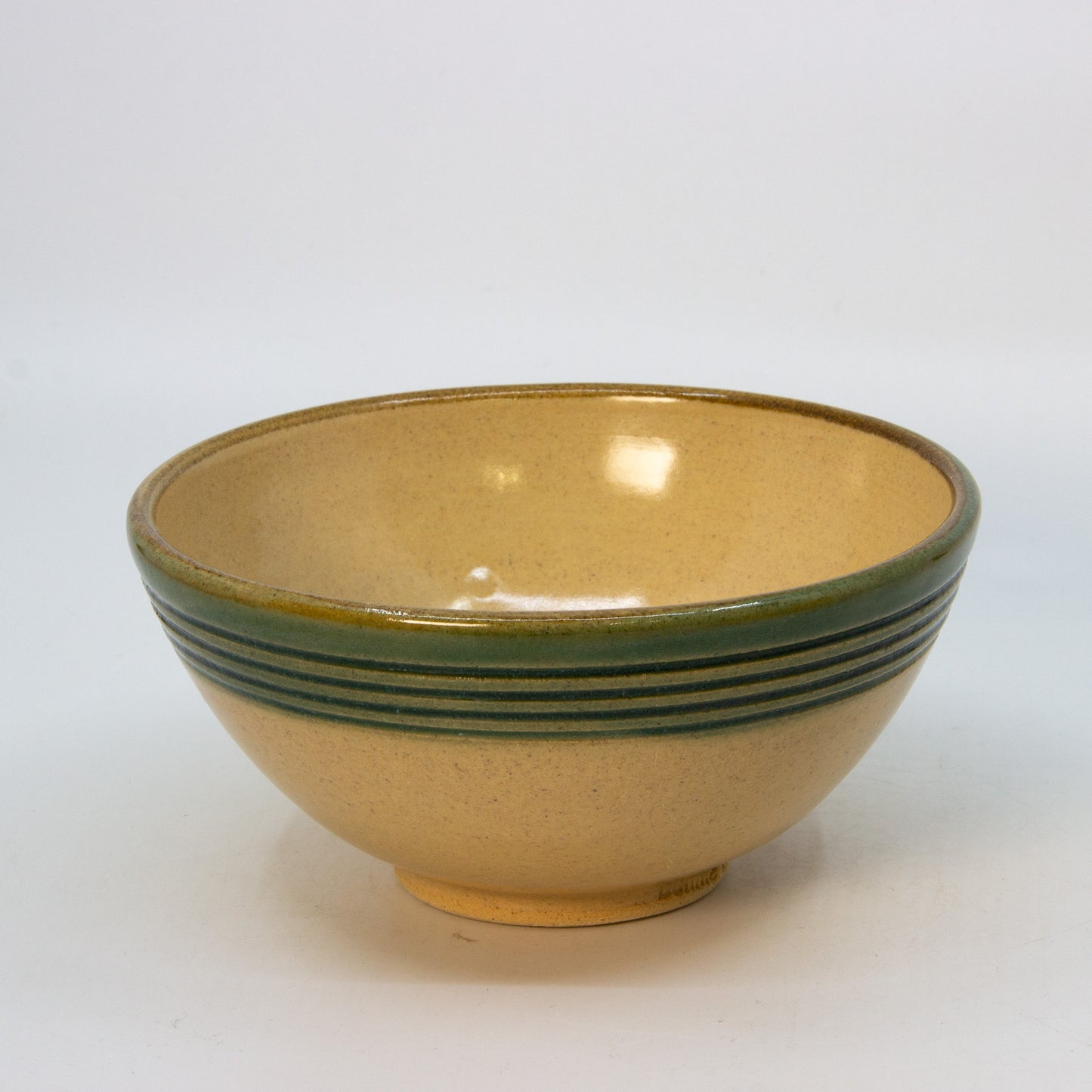 Green & Brown Yellowware Soup Bowl