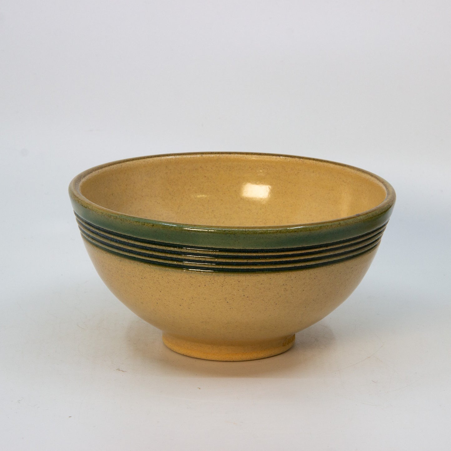 Green & Brown Yellowware Soup Bowl