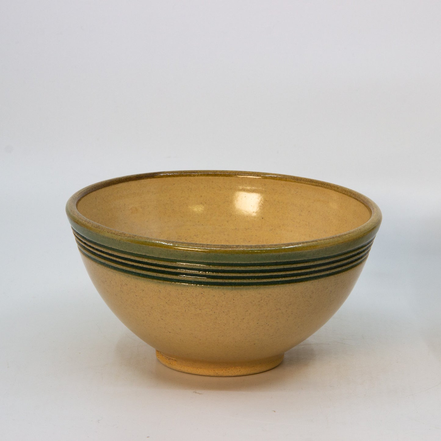 Green & Brown Yellowware Soup Bowl