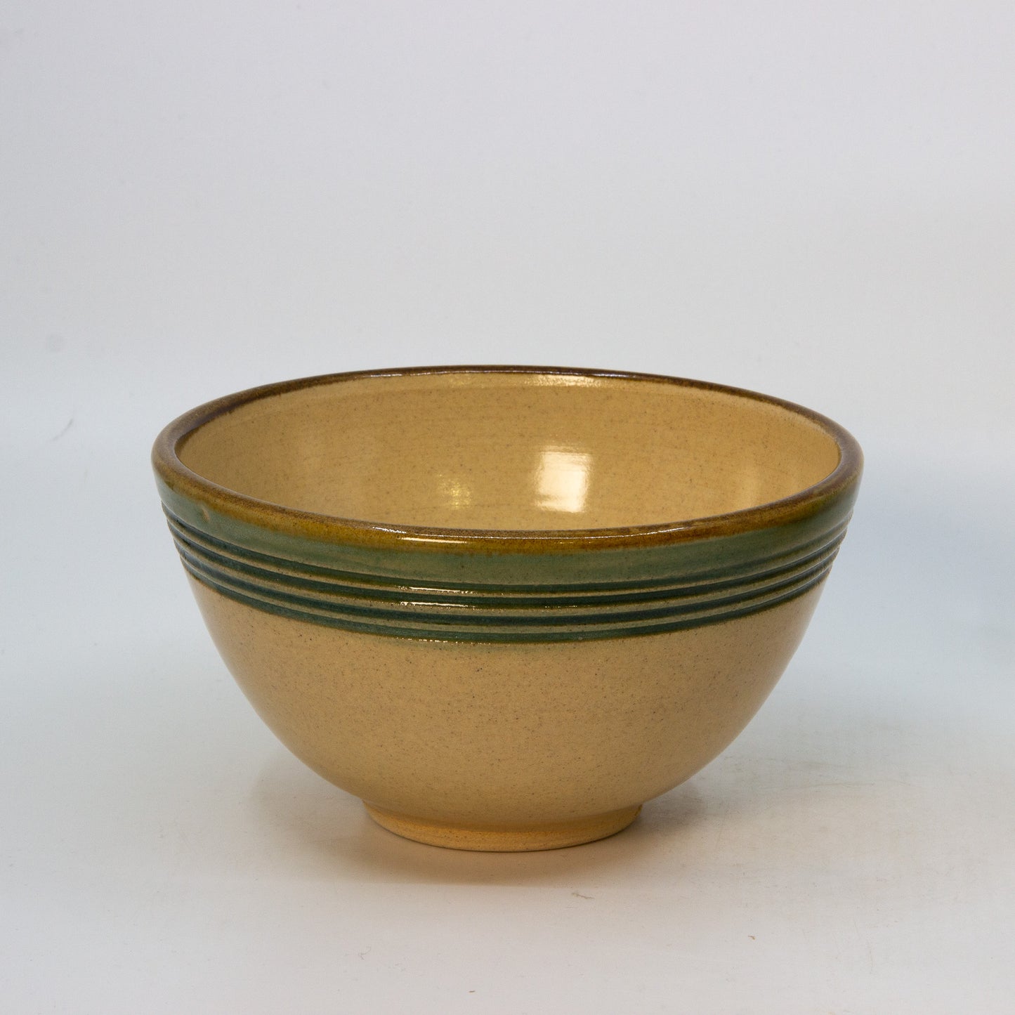 Green & Brown Yellowware Soup Bowl