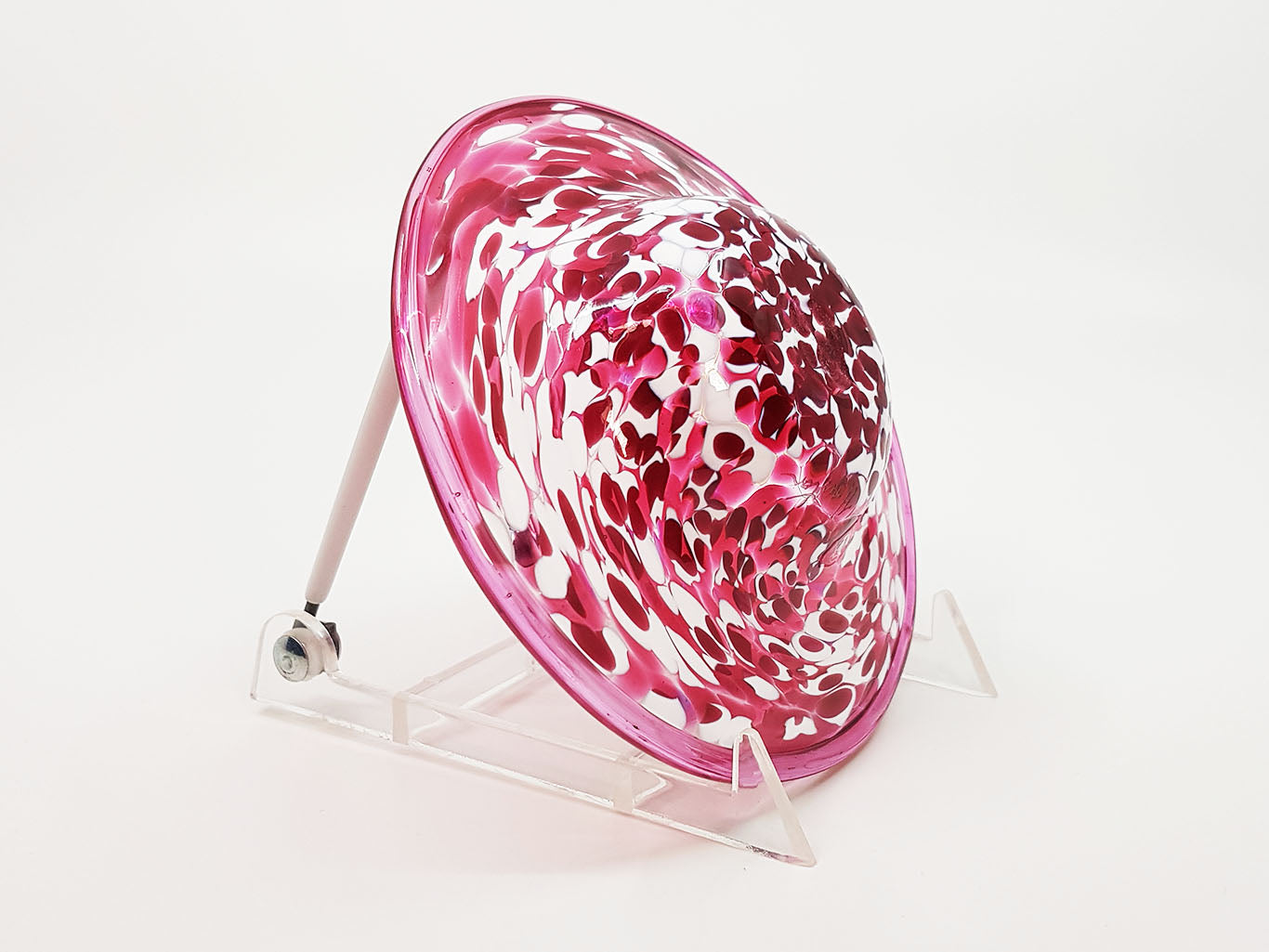 Pink, magenta, and white glass bowl